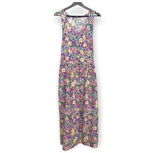 Vintage 90s Full Length Sleeveless Floral Dress Large